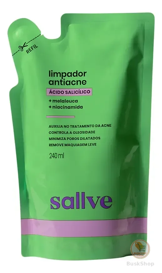 Refil Limpador Facial Antiacne Sallve 240ml Momento de aplicação Dia/Noite Tipo de pele Oleosa