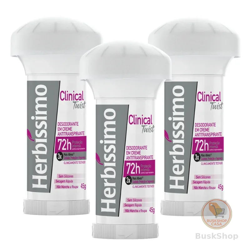 Kit Desodorante Twist Antitranspirante Herbíssimo Clinical Rosa 45G (3 unidades)