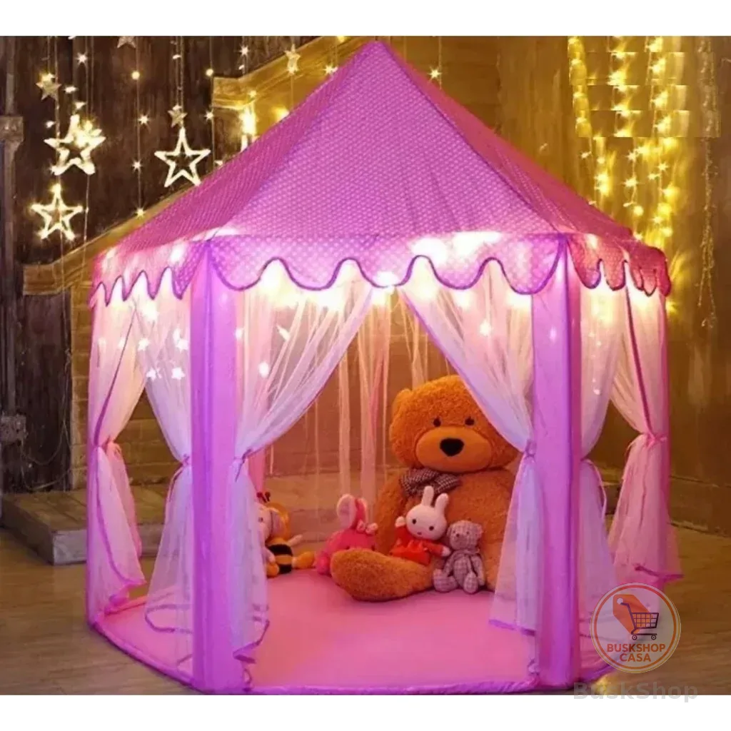 Tenda Castelo Barraca Cabana  Rosa Com Luz Led Formato Estrela a Pilha Melhor Presente