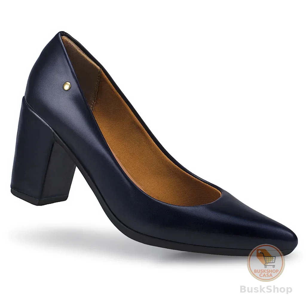 Sapato Feminino Scarpin Bico Fino Retro Lóris Conforto Salto Alto 8CM Macio 9484