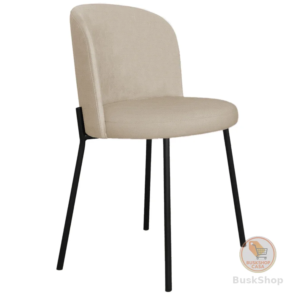Cadeira para Sala de Jantar Decorativa Ayla Base Preta Linho