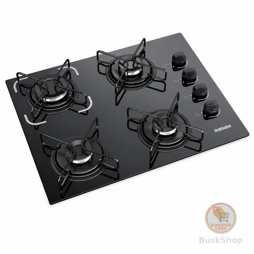 Cooktop Essencial 4 Bocas Mesa Vidro Preto Bivolt Itatiaia