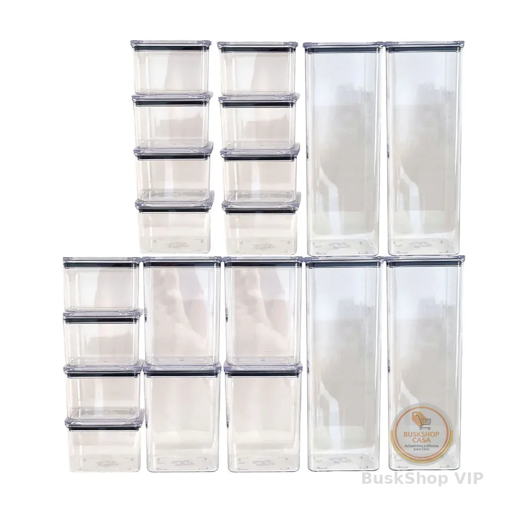 Kit 20 Potes Herméticos acrílicos 2,3litros 1,1litro 480ml Organização