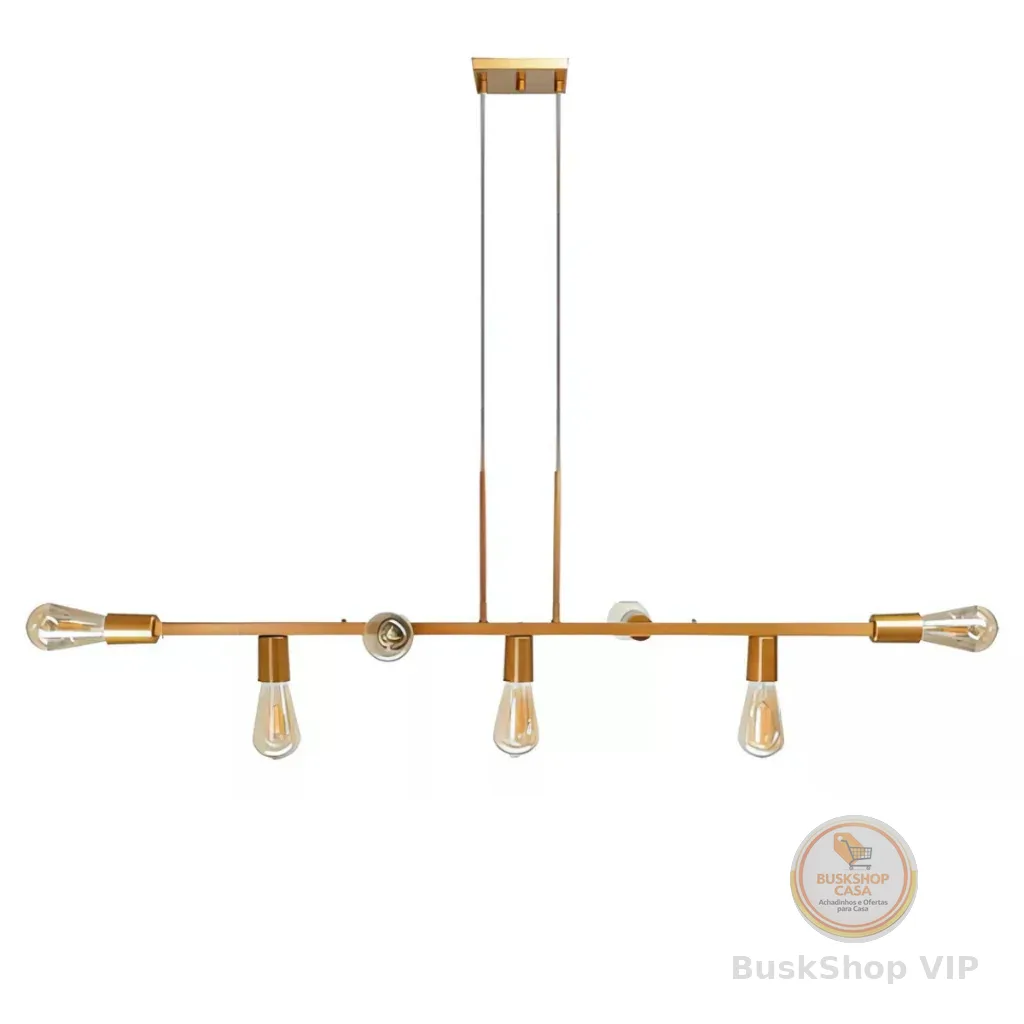Lustre Luminária de Teto Jabuticaba Ciciliano 7 Lâmpadas p/sala de jantar, área Gourmet Cor DOURADO