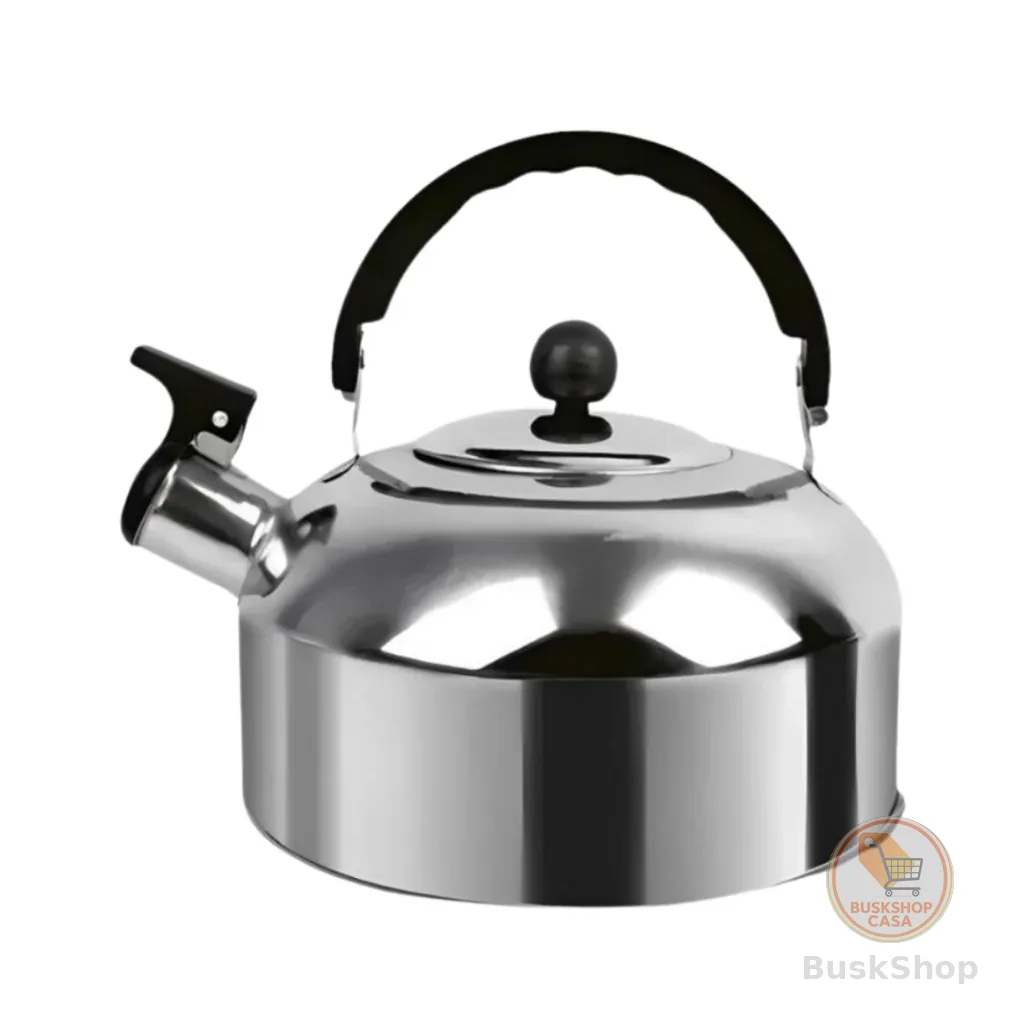 Chaleira Inox Com Apito 2 Litros Café Chá Para Fogão A Gás e De Indução Com Tampa Fervura Rápida