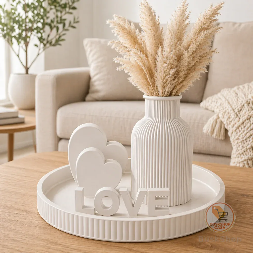 Kit Decorativo Love com Bandeja Vaso e Coração Decoração de Sala e quarto