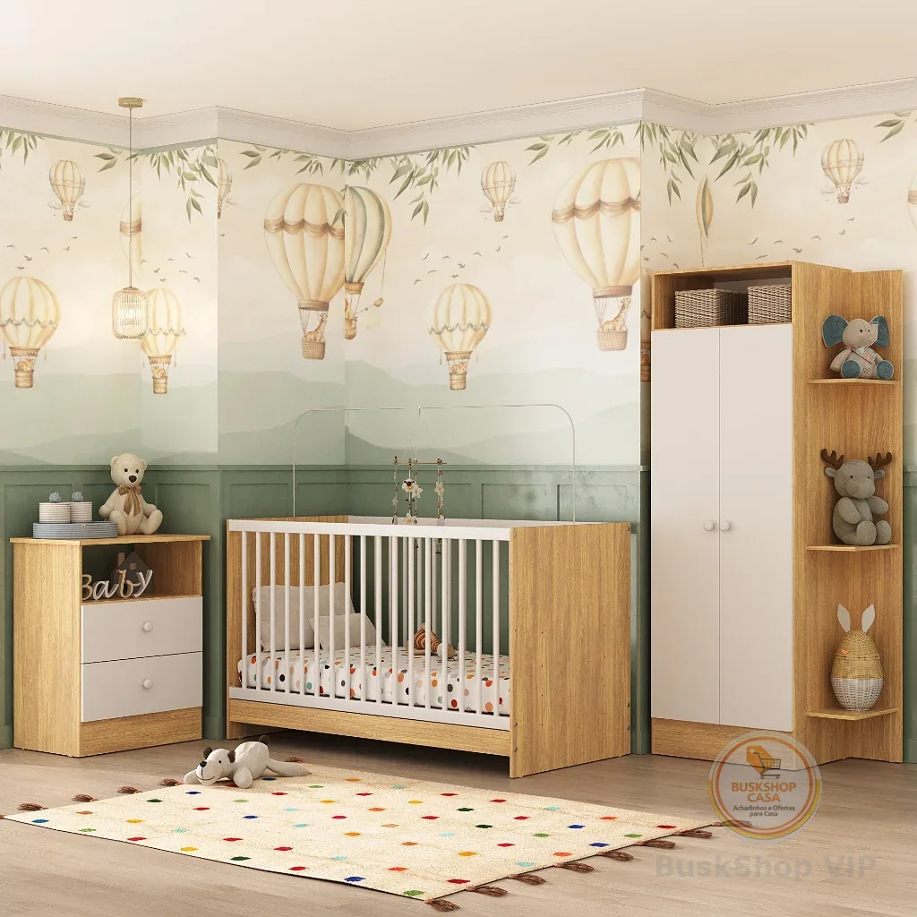 Jogo De Quarto Infantil Trevalla Móveis Pom Pom 3 Peças e 3 ANOS de Garantia