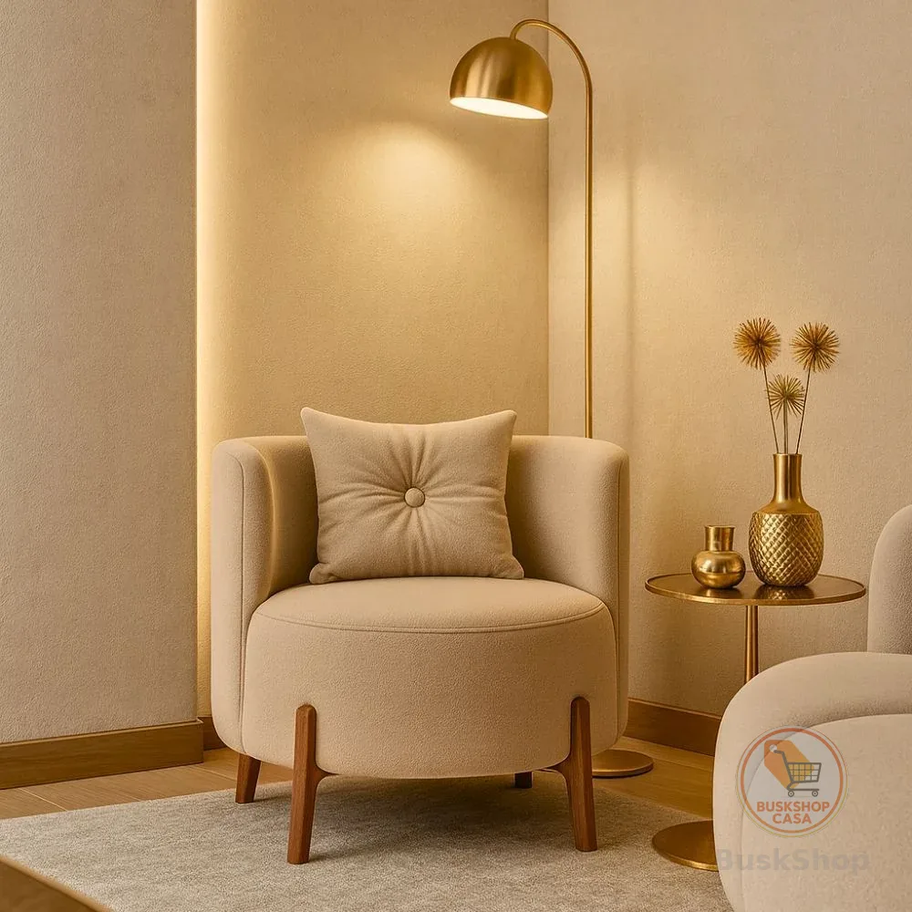 Poltrona Orgânica Luna Luxo Confortável e Moderna com Almofada de Brinde e Pés em Madeira - Vimont Móveis