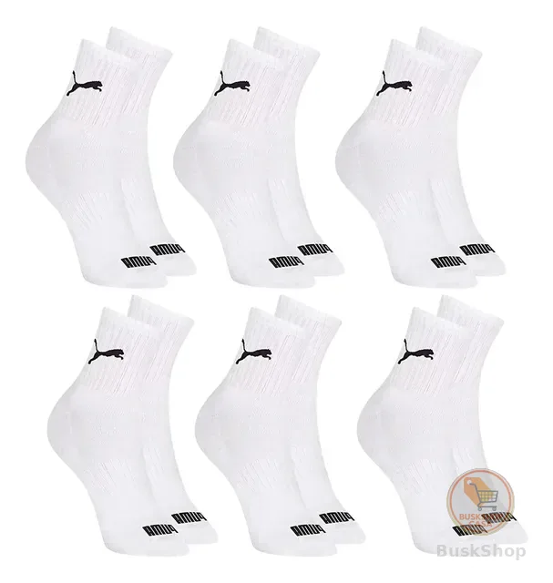 6 Pares Meias Puma Cano Médio Alto Atoalhada Academia Sport