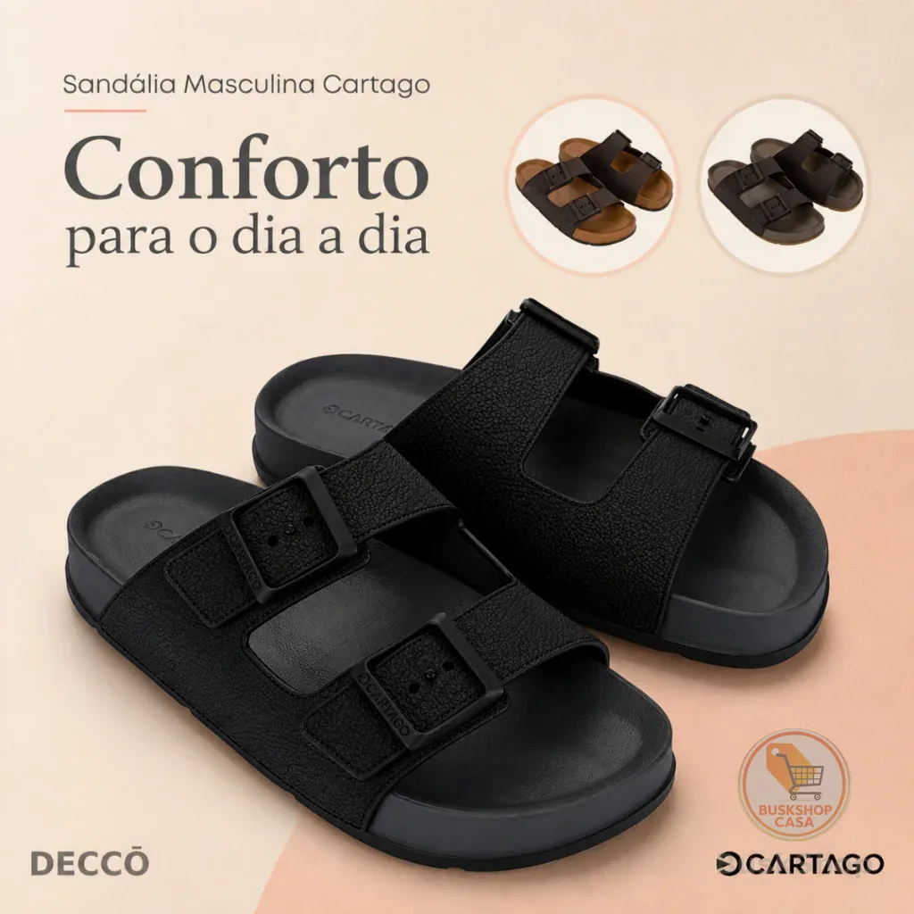 Chinelo Slide Cartago Milao Masculino Ortopédico Macio Confortável