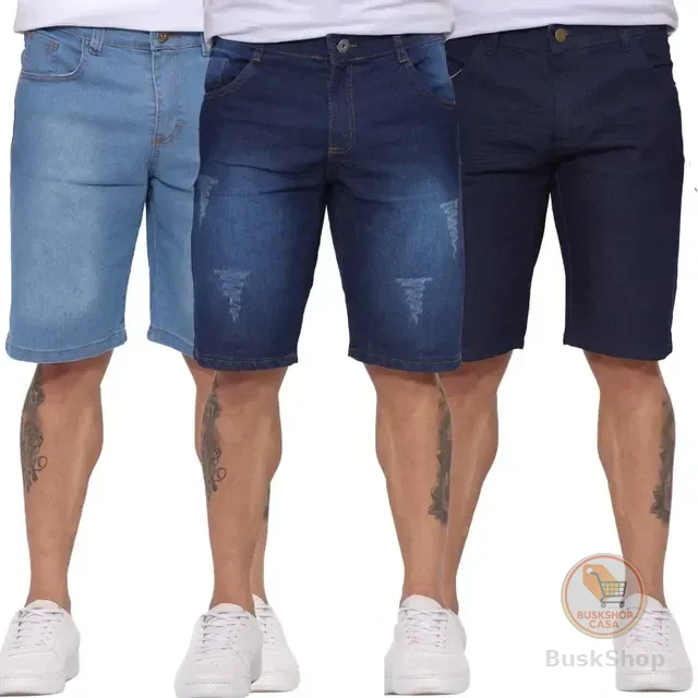 Kit 3 Bermudas Jeans Masculina Plus Size 34 Ao 56 Atacado