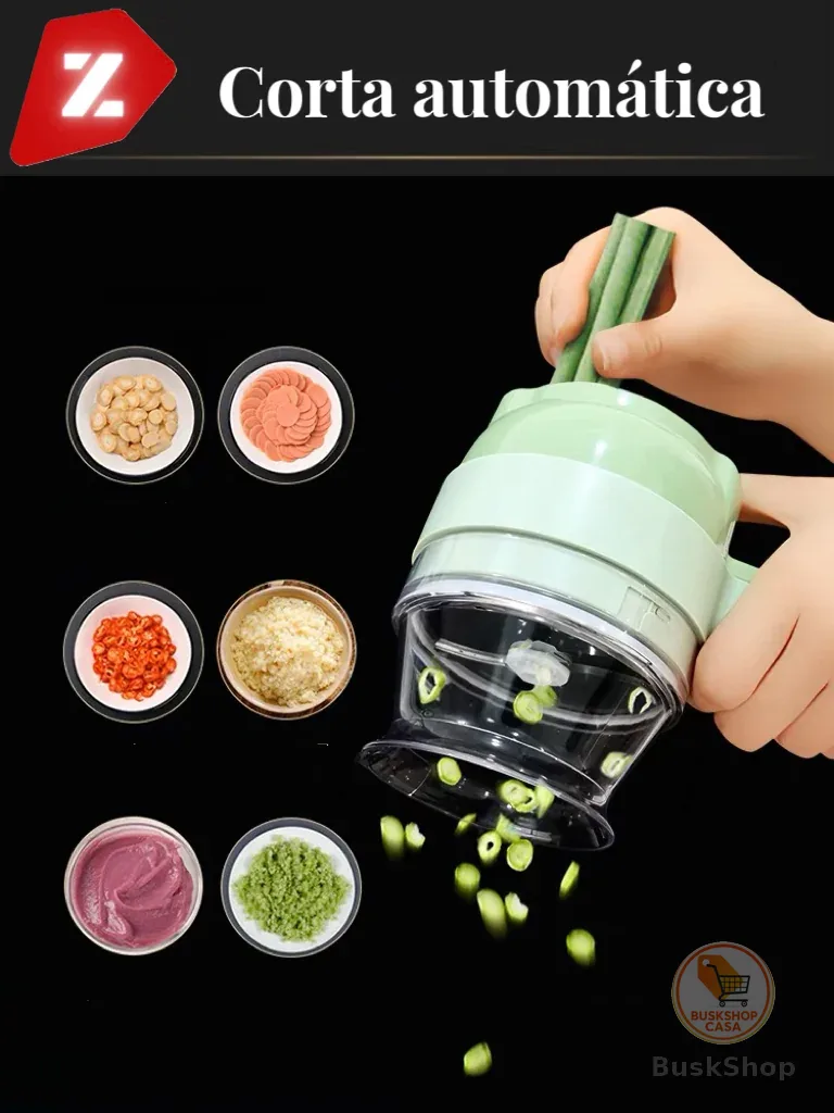Cortador Triturador Elétrico Multifuncional Para Vegetais E Carnes Elétrico De Legumes 4 Em 1 Sem Fio Alho