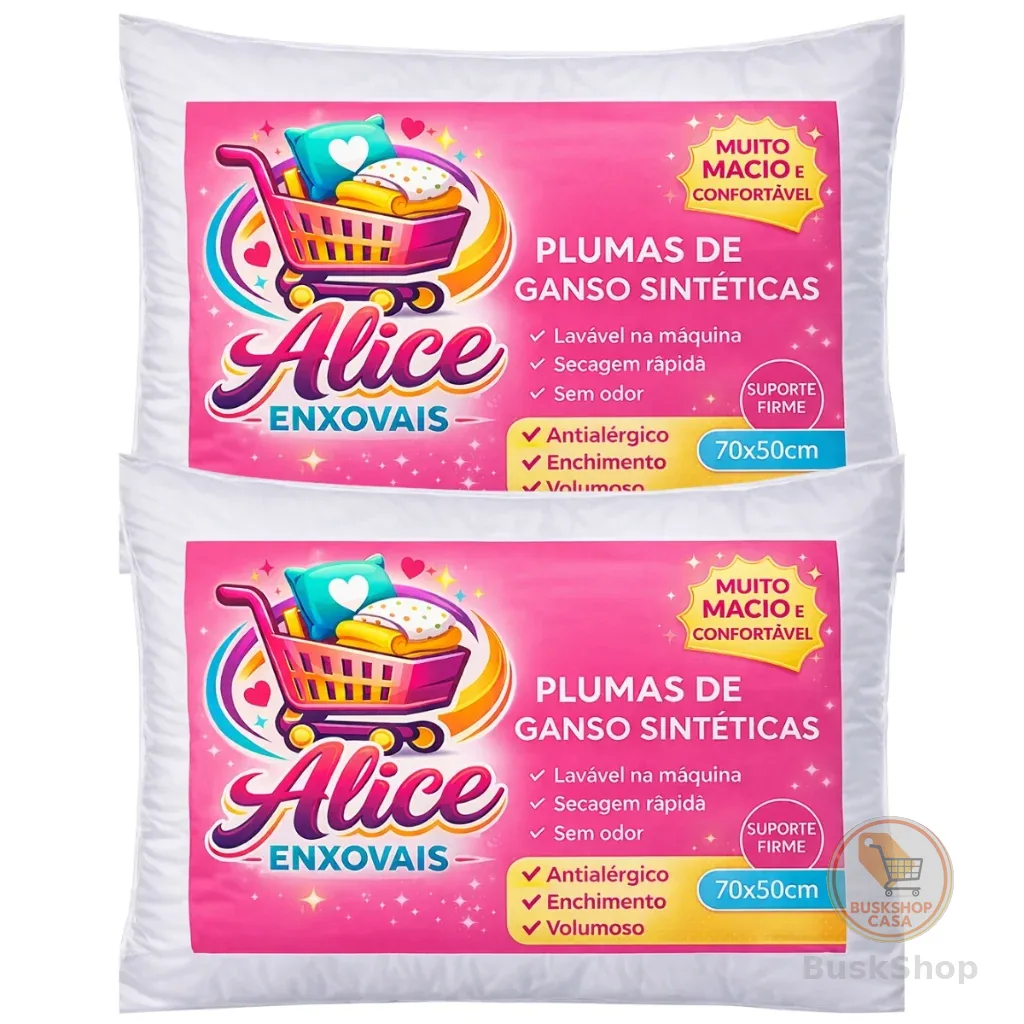 Travesseiros Pluma de Ganso Premium 70x50cm Antialérgico Macio Alto Luxo Hotel Toque Suave Confortável