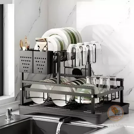 Escorredor de Louças Rack Aço Carbono Organizador Preto