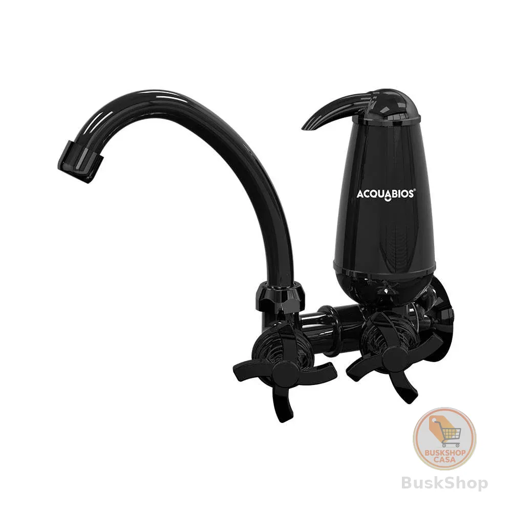 FILTRO DE AGUA ACQUABIOS ACQUA E05 COM TORNEIRA QUADRISETA BICA MOVEL 1/4 DE VOLTA PRETA PARA PAREDE