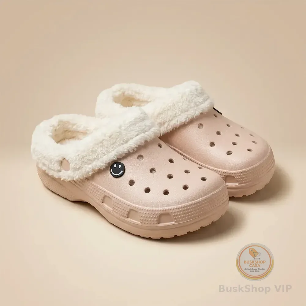 Babuche Pantufa Feminino Frio Moda Inverno Pelo Macio Bege Pelúcia 36 Br
