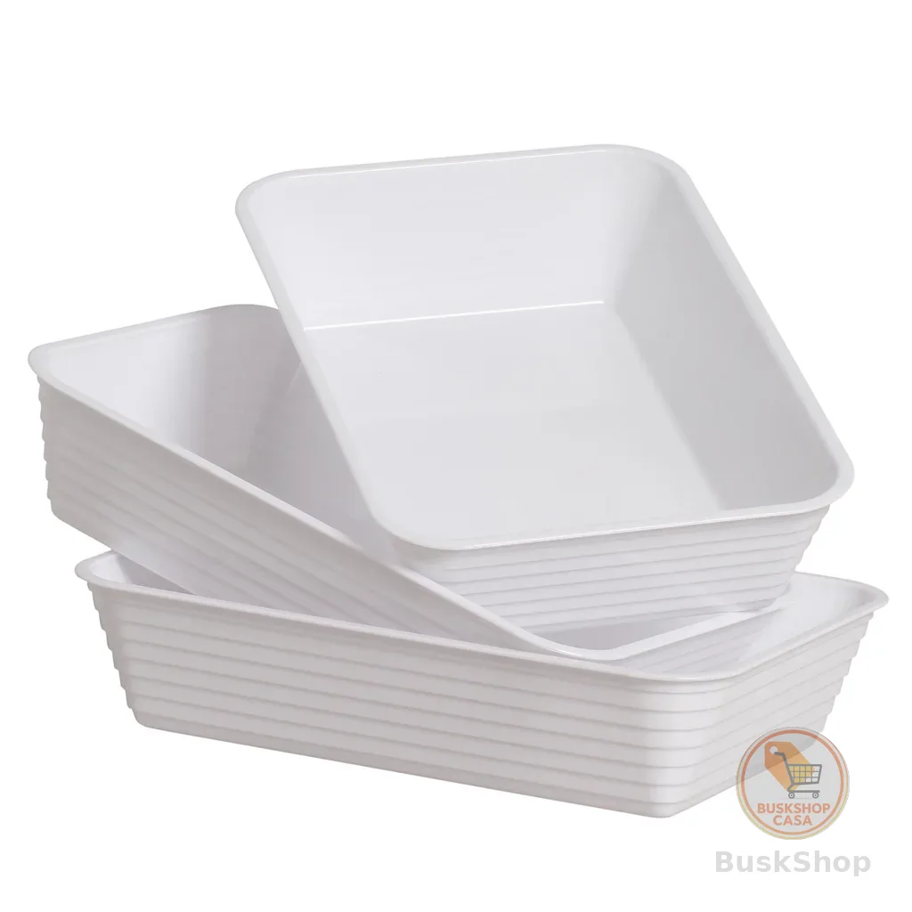 Kit 05 Travessa Retangular Linha Branca Festas 180 x 270mm