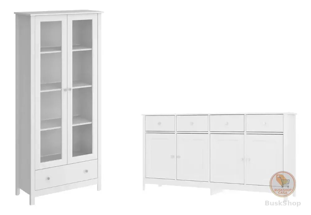 Cristaleira + Aparador Buffet Ditália E-954 + R-626 Branco Branco