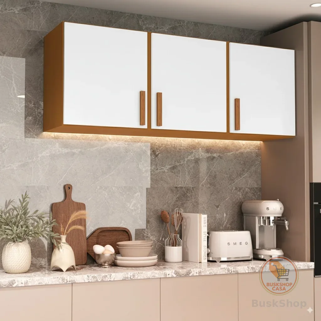 Armário Aéreo 3 Portas 120cm Cozinha Quarto Lavanderia Multiuso