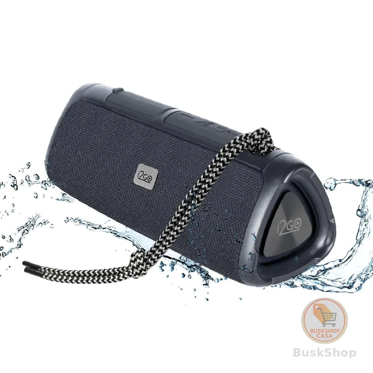 I2GO, Caixa De Som Bluetooth 3 Angle Sound. 12W RMS, Resistente à Água, Preto