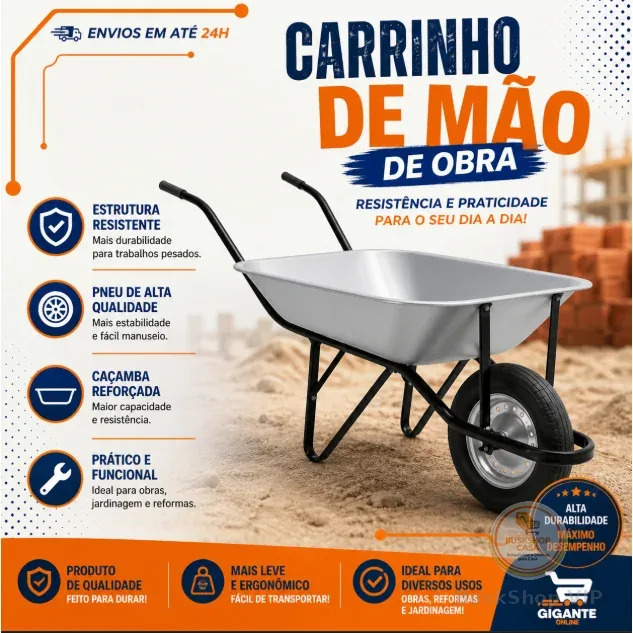 Carrinho De Mão De Obra Master Galvanizado Maestro