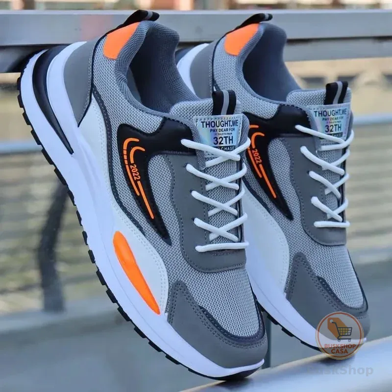 Sapatos masculinos com cadarço tênis de corrida tecido calçados esportivos casuais