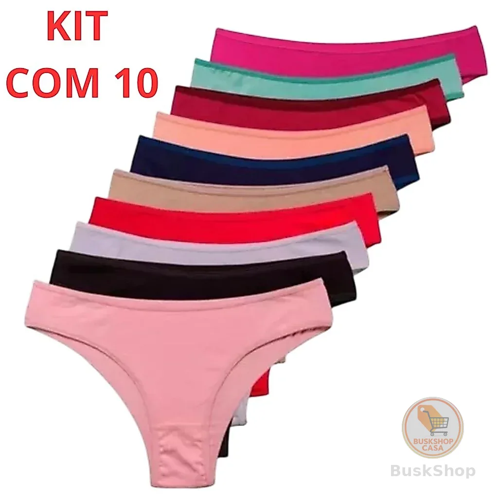 Kit Calcinhas Feminina Algodao Adulto Microfibra Conforto Calcinha Tanga