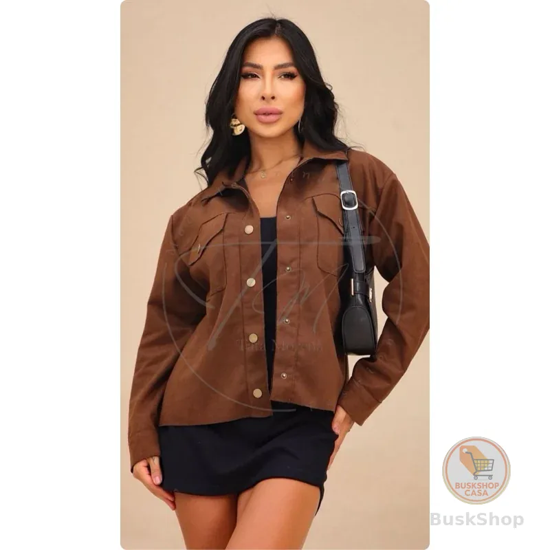 Jaqueta Feminina Suede Estilosa Confortável para Inverno