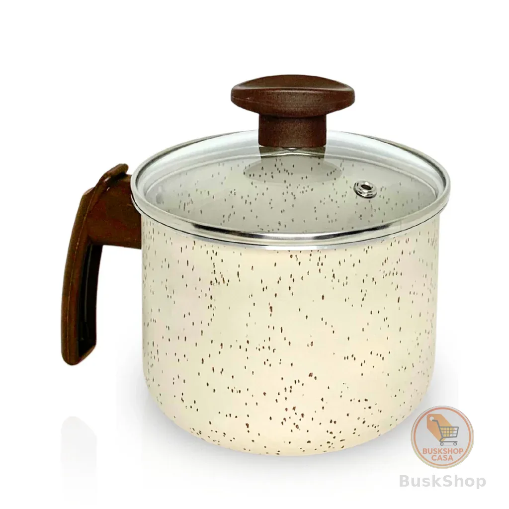 Fervedor Canecão Leiteira Antiaderente Com Tampa De Vidro 14cm 1,6L Reforçado Premium Cozinha