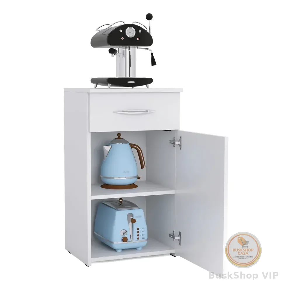 Fruteira Balcão Suporte De Galão Bebedouro 68cm Com Gaveta Branco