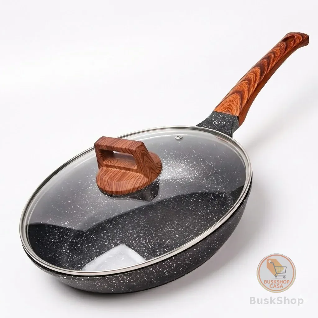 Frigideira Cerâmica Antiaderente Premium 28cm Indução e Gás com Tampa de Vidro Cozinha Sem Grudar