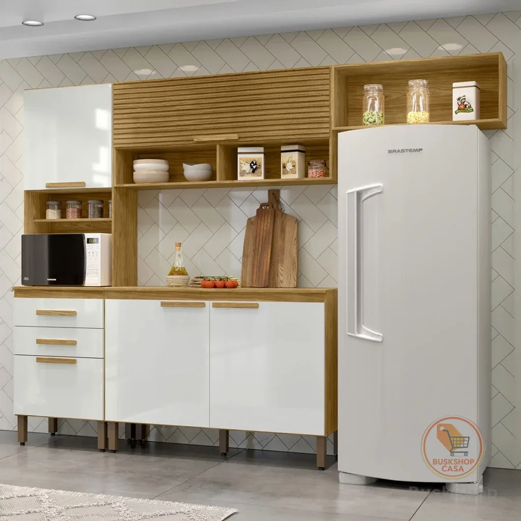 Cozinha Compacta Sara 5 Portas 2 Gavetas Marrocos/Off White - MX Móveis