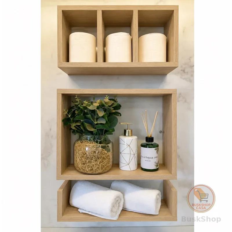 Kit 3 Peças Nicho Prateleira para Banheiro 37 X 10cm MDF /MDP JÁ VAI MONTADO!