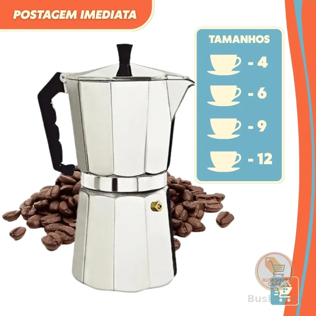 Cafeteira Italiana Moka Alumínio 12 Xícaras – Café Espresso Tradicional