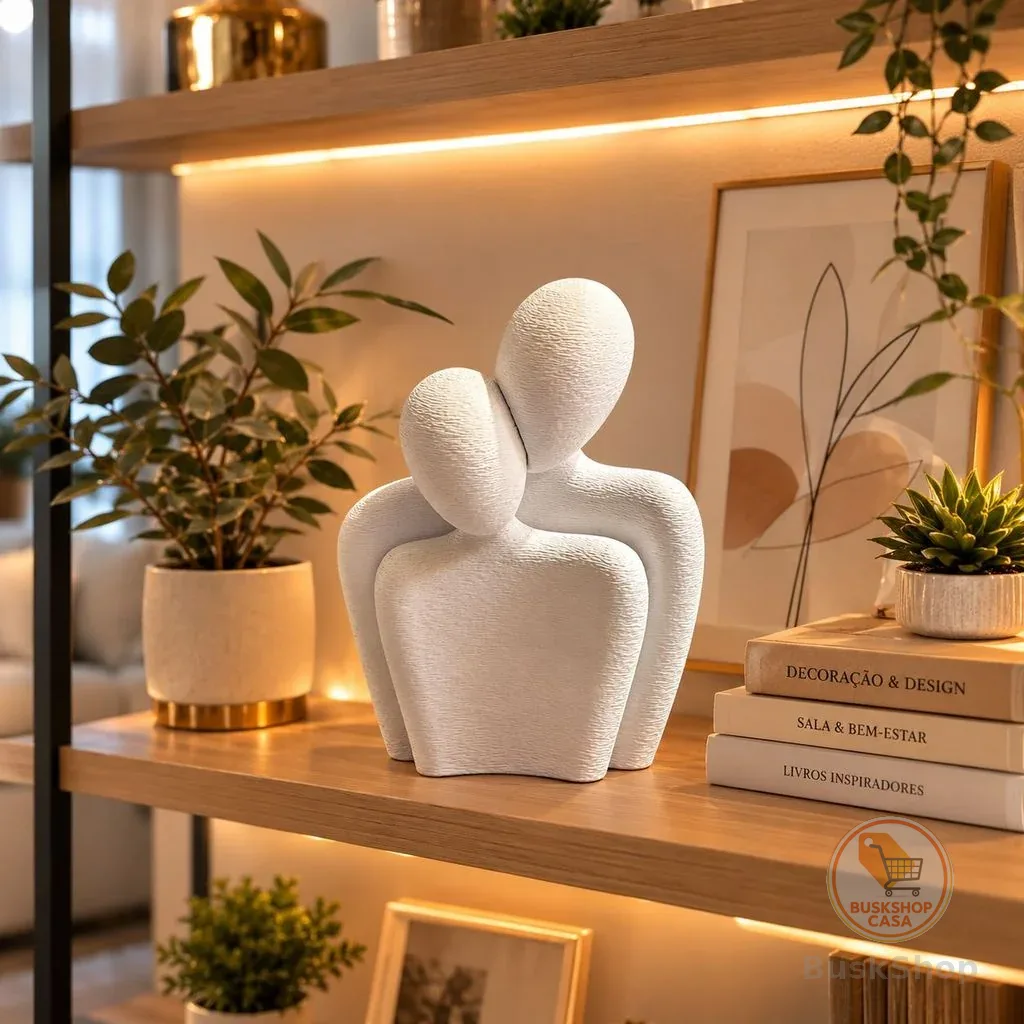 Estátua Escultura Casal Abraço Decoração Moderna  para Sala Quarto Presente romântico para seu Lar.