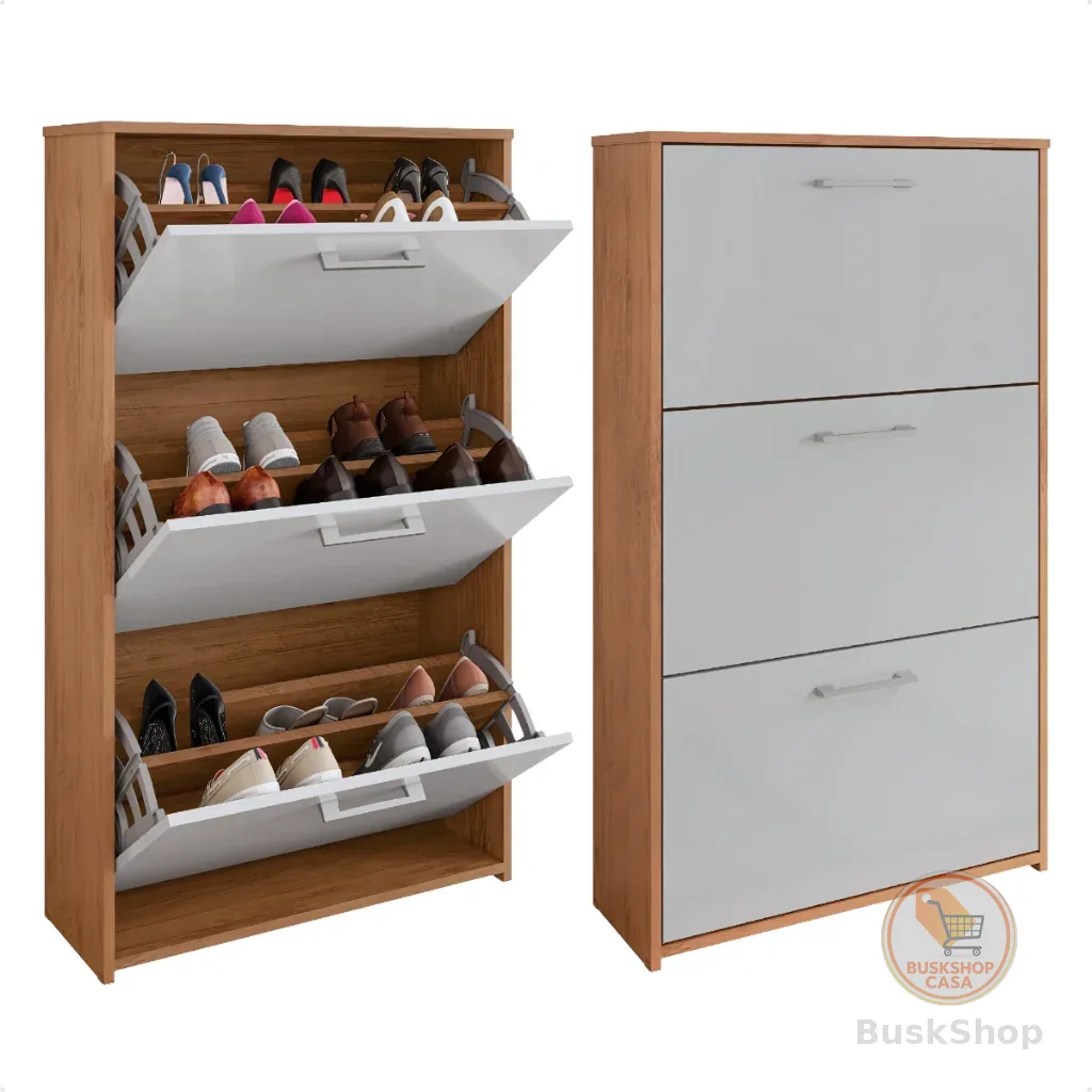 Sapateira com Portas Basculantes Vertical Armário para Quarto Sapato Sala Tênis Hall Entrada
