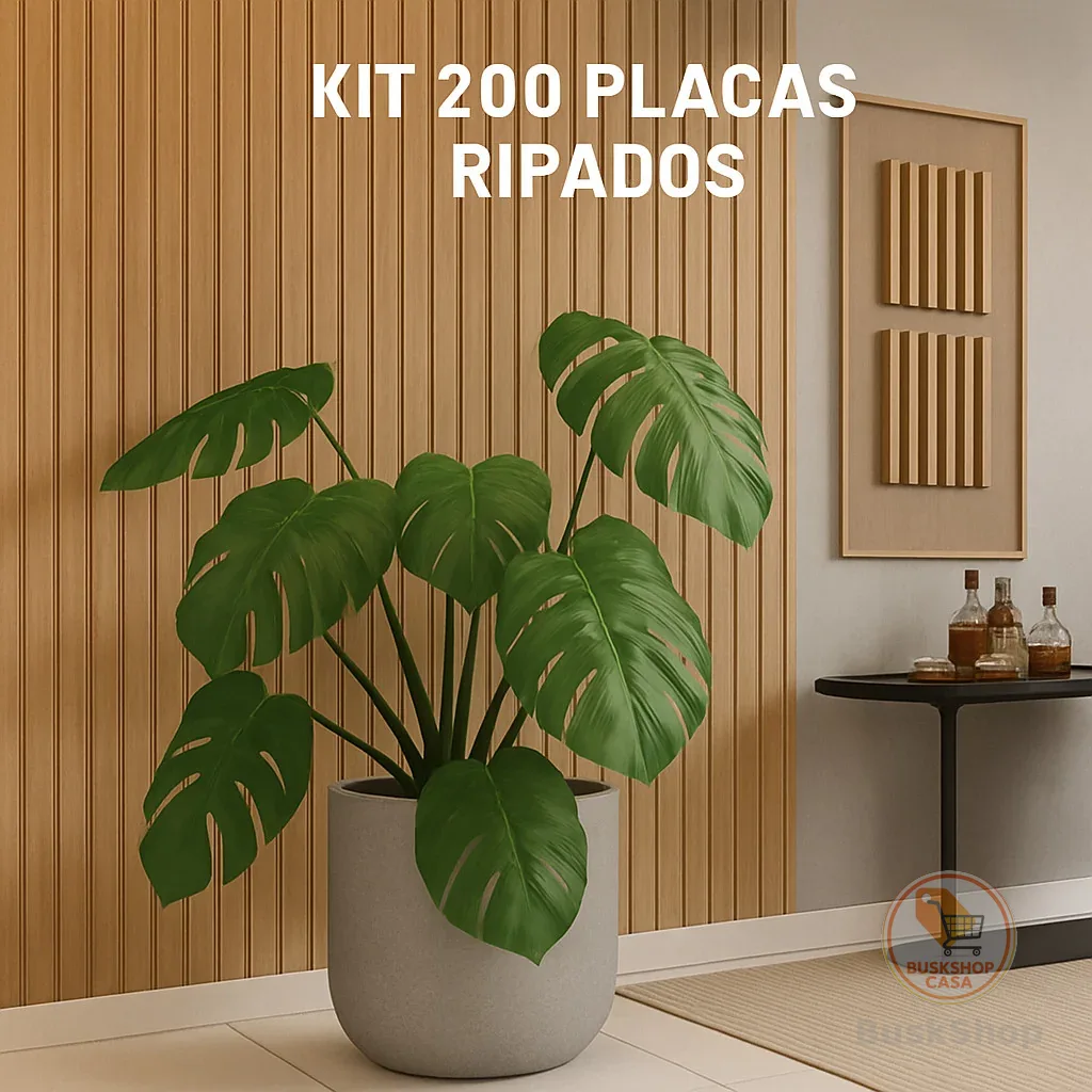 Kit até 200 Placas Ripados Revestimentos Painel Decorativo MDF 45cmx11cm- Placas em MDF Autocolantes