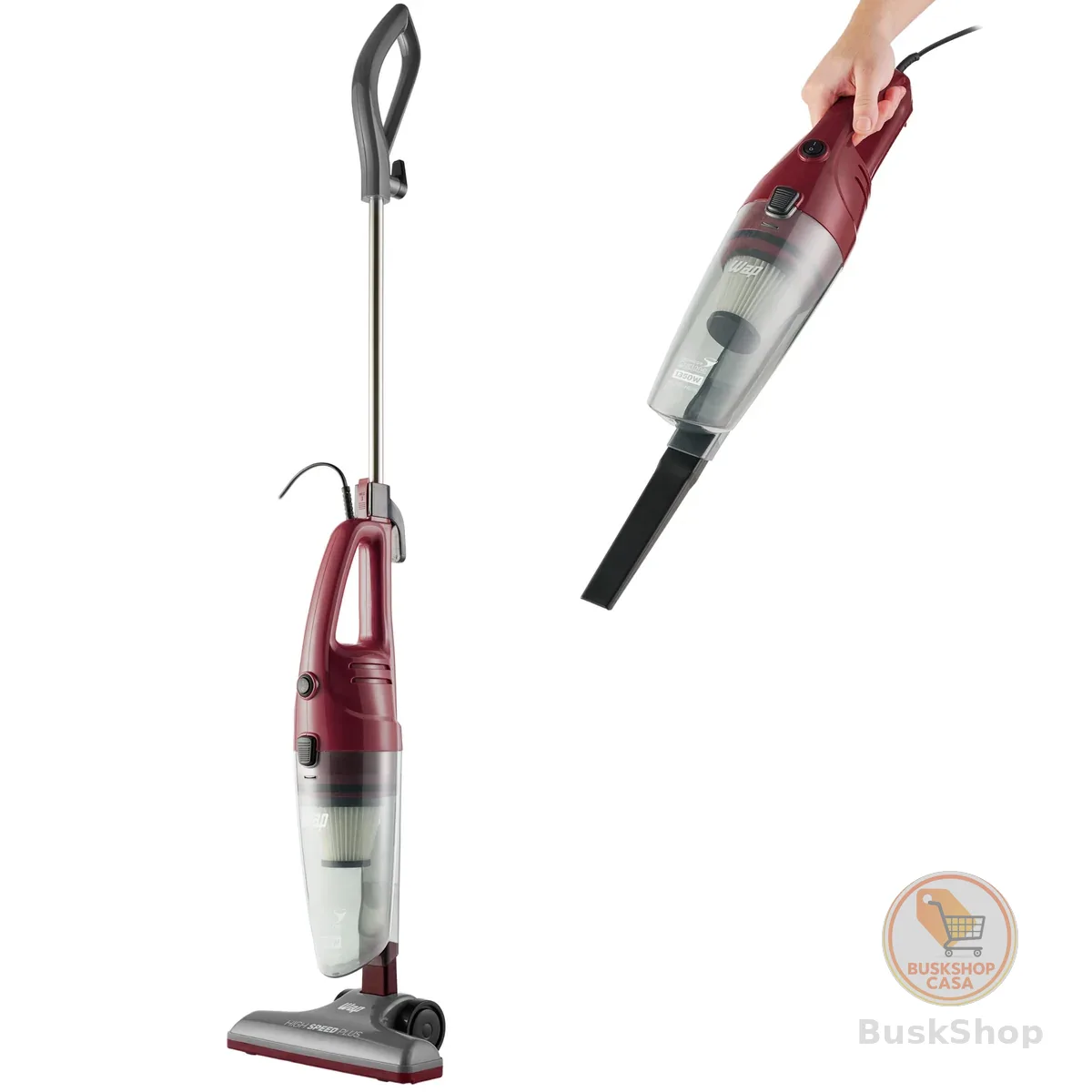 WAP Aspirador de Pó Vertical HIGH SPEED PLUS 3 em 1, Compacto, 1,2 Litros, com Extensor Removível, 134mbar 1350W 127V