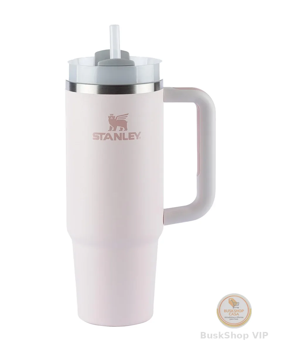 Stanley - Quencher H2.0 FlowState 1,18L - Copo de aço inoxidável com isolamento a vácuo, tampa e canudo, para água, chá gelado, café, smoothies e muito mais, Rose Quartz