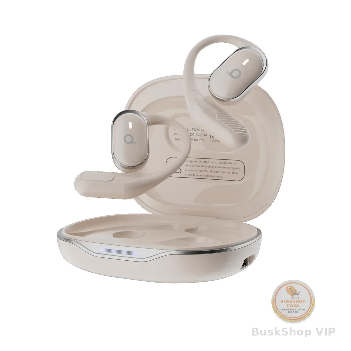 Fone De Ouvido Bluetooth Esportes, Basike T6, IPX5/OWS Fone de Ouvido Estéreo Hi-Fi, Suporta Chamadas de Voz, 60 Horas em Standby Para Corrida e Exercícios ao Ar Livre (Branco)