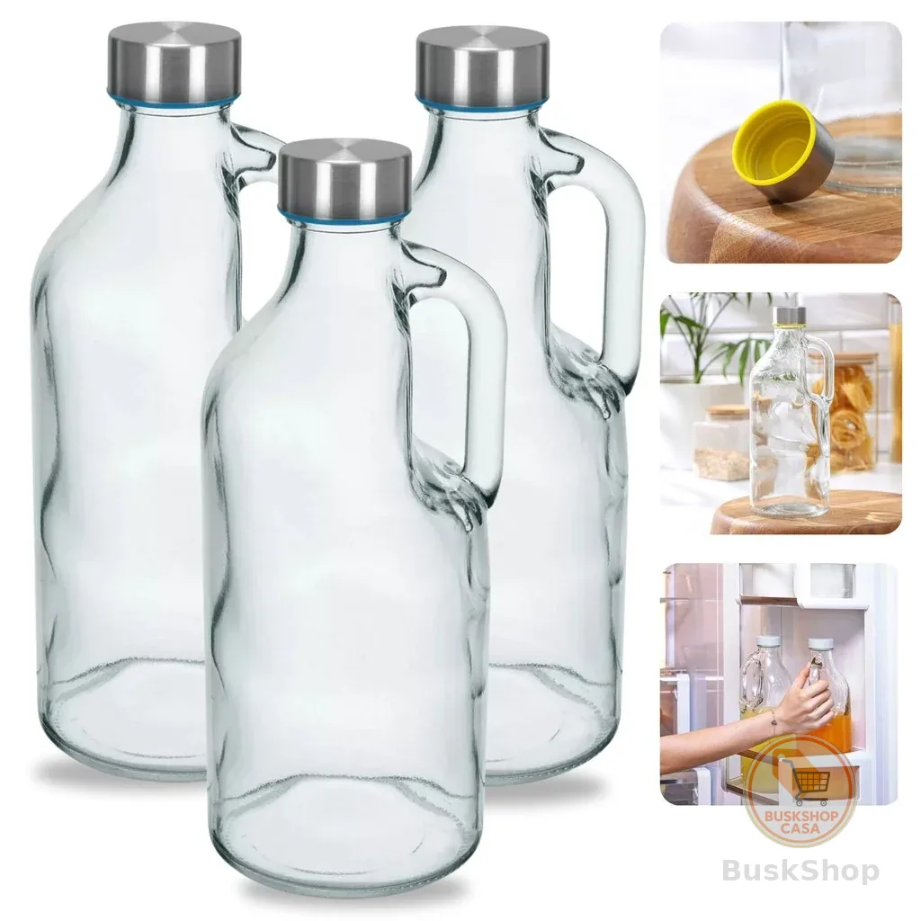 1 ou 3 ou 5 Garrafa De Leite Geladeira Água Suco vidro grosso 1000ml