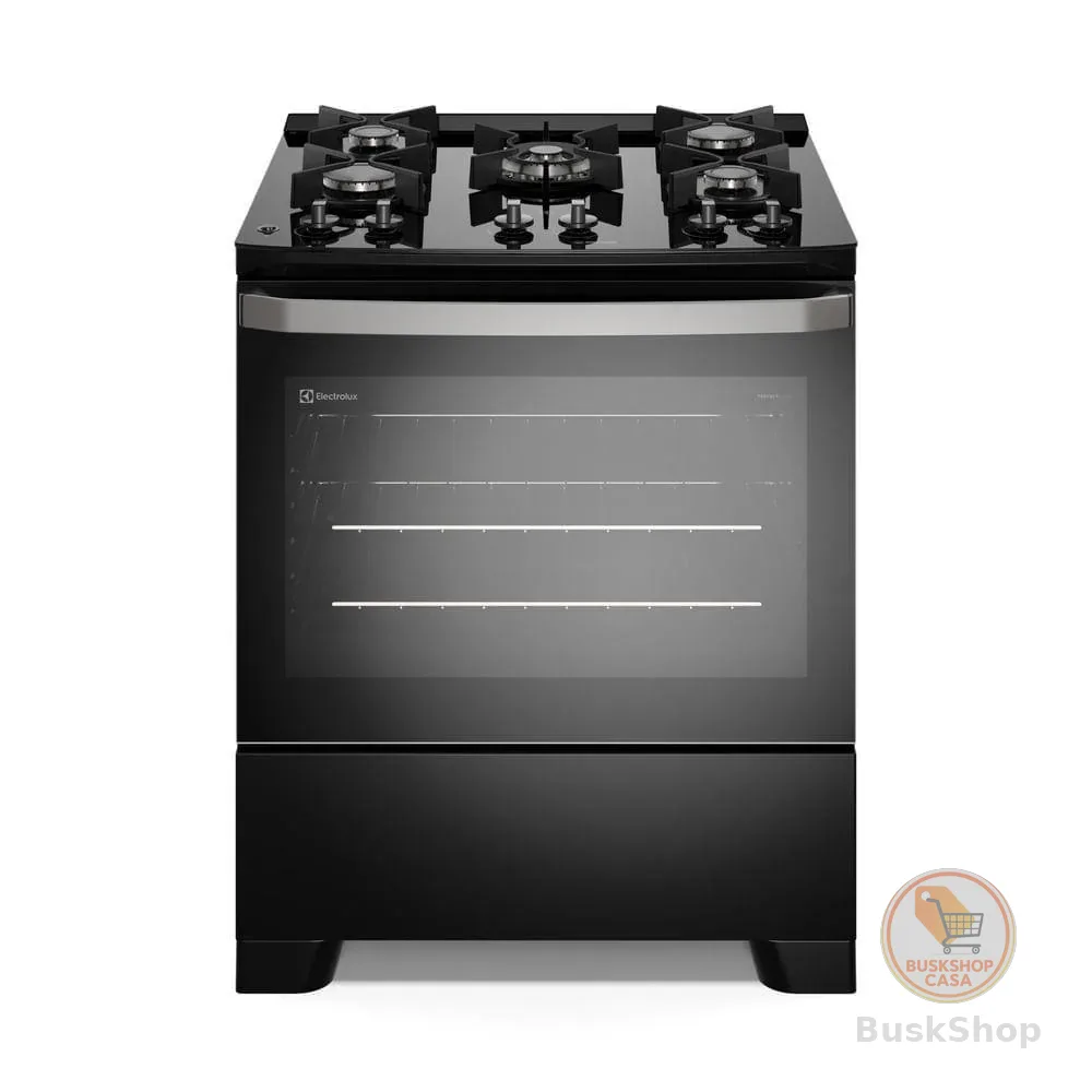 Fogão 5 bocas Electrolux Preto Efficient Mesa de Vidro, PerfectCook e Grades de Ferro (FE5GB)