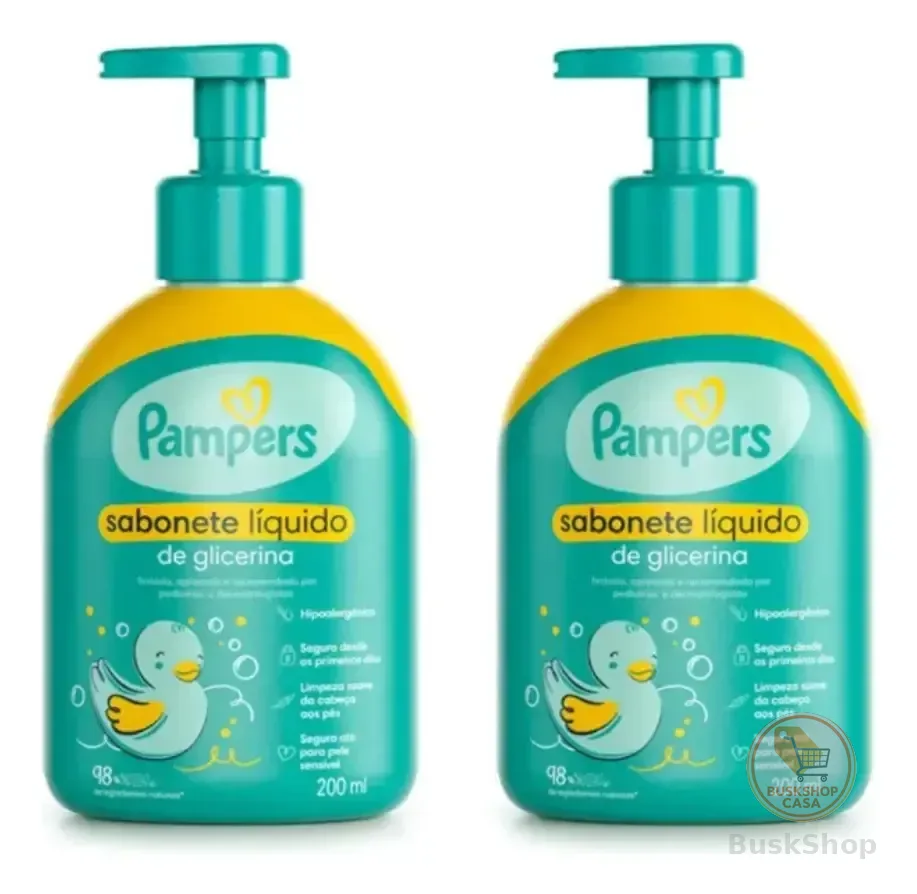 Kit 2 Sabonete Infantil Liquido De Glicerina Pampers 200ml