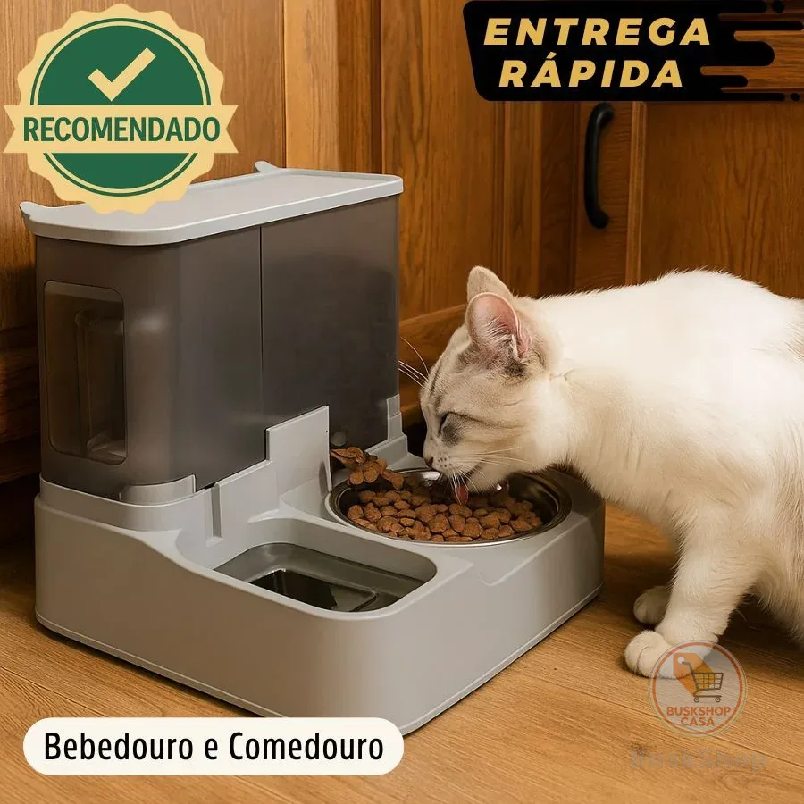 Comedouro e Bebedouro Automático Pet Gravidade 2 em 1 Cães Gatos 2.8L Prático Envio Imediato