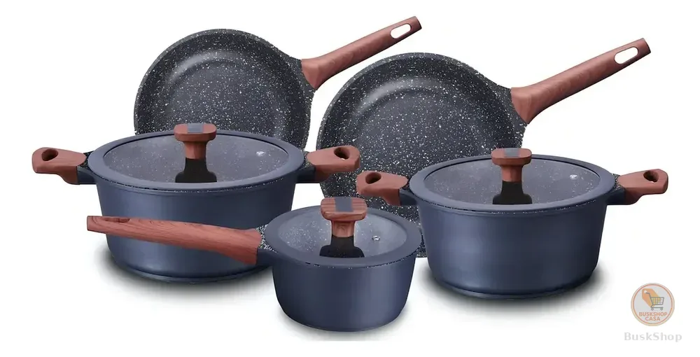 Conjunto de Panelas MTA Titanium com 5 Peças, de Alumínio Injetado e Revestimento Cerâmico Cinza
