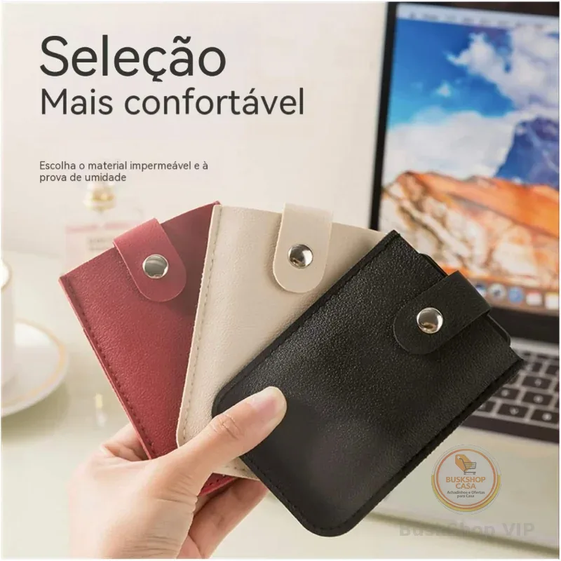 Empilhado escondido saco de extração de cartão multi-slot pu correia de couro Porta-cartões de cartão de acesso KB01