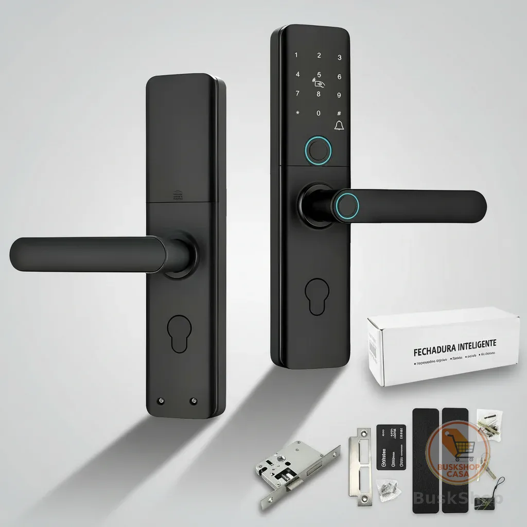 Fechadura Eletrônica Smart Door com Impressão Digital, Senha, Cartão NFC e Chave Mecânica