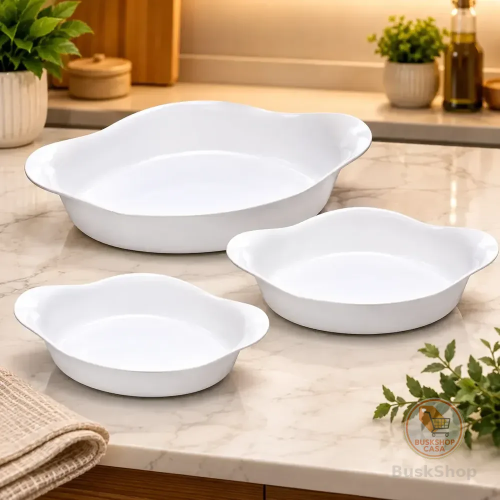 Marinex Conjunto De Assadeiras Oval Opaline 3 Peças Branco Branco