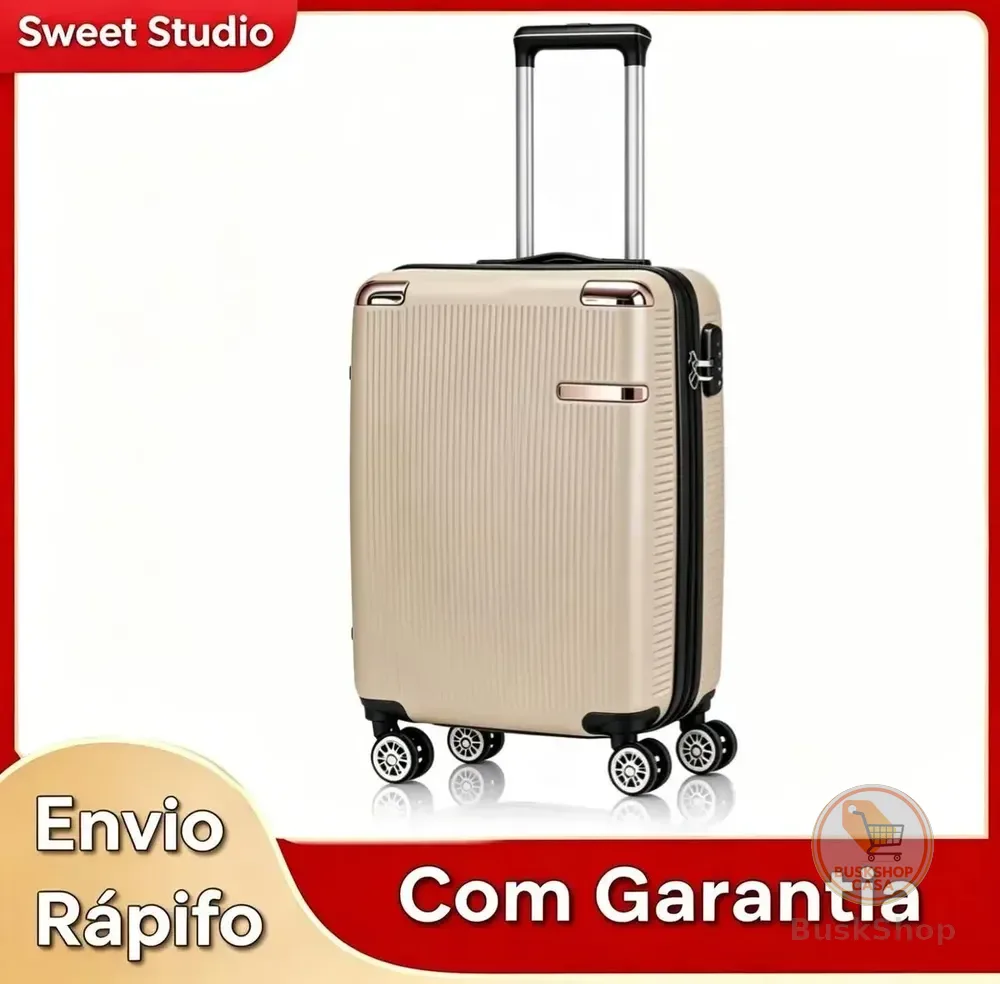 Mala de Bordo Rígida Sweet Studio Dourada com Rodas 360, para Viagem