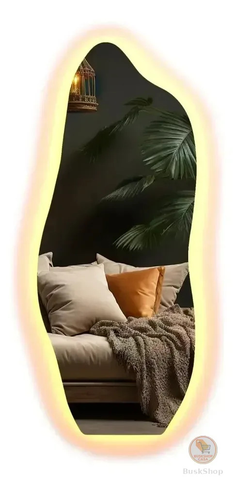 Espelho 170x70 Orgânico Led Grande Corpo Inteiro Luxo Moldur Led Branco Quente